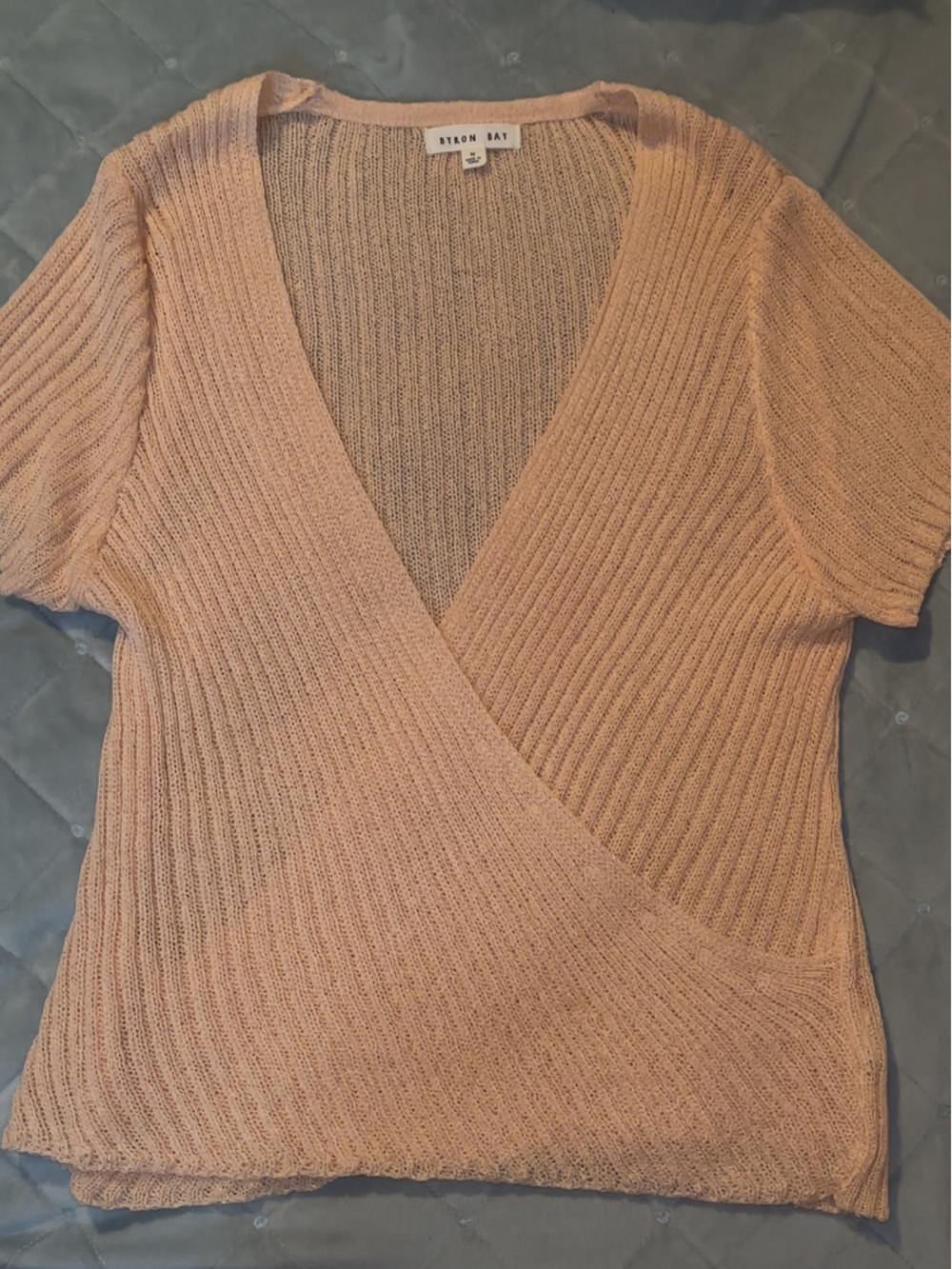 Neutral Knit Wrap Cardigan - Soft Beige/orange
